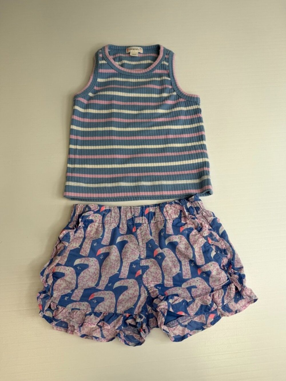 Crewcuts Set Girl 2T Toddler Toucan Short Pant Shirt Tank Top Play Party Core Ex